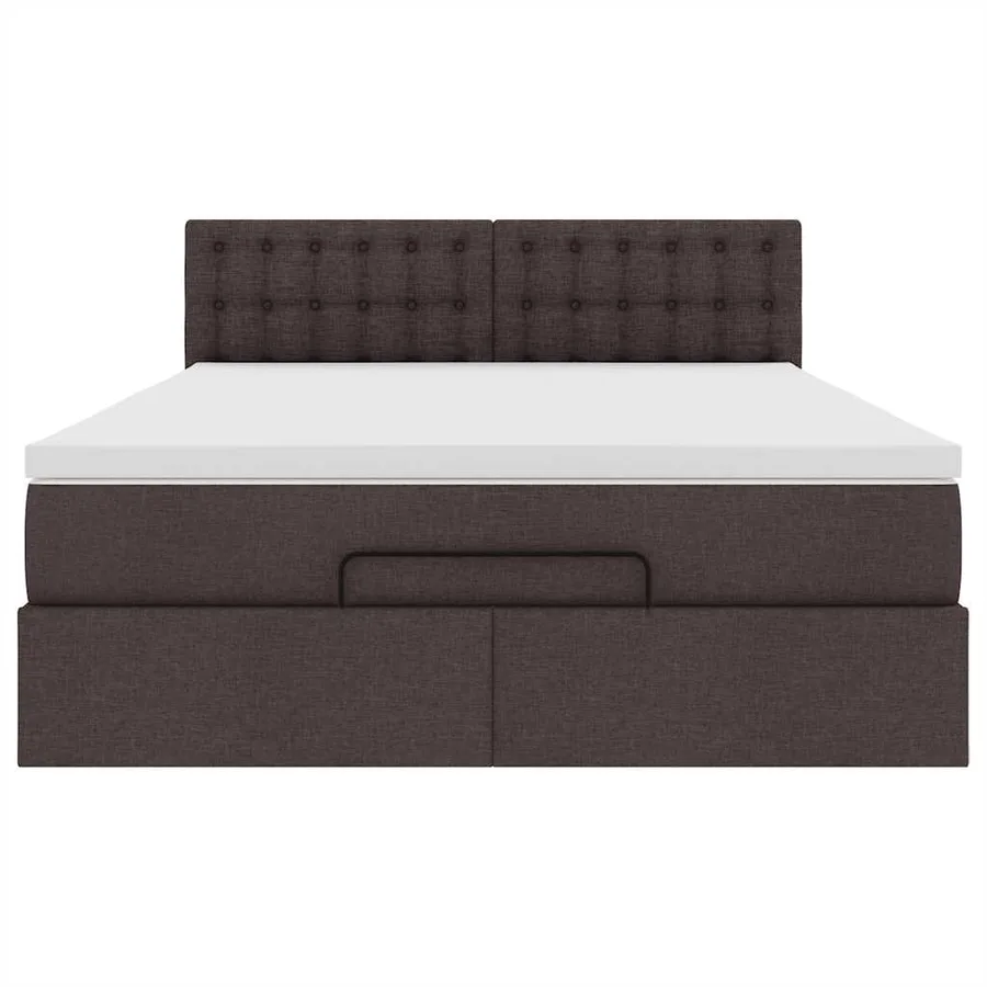 Lit ottoman avec matelas marron foncé 140x190 cm tissu - 7