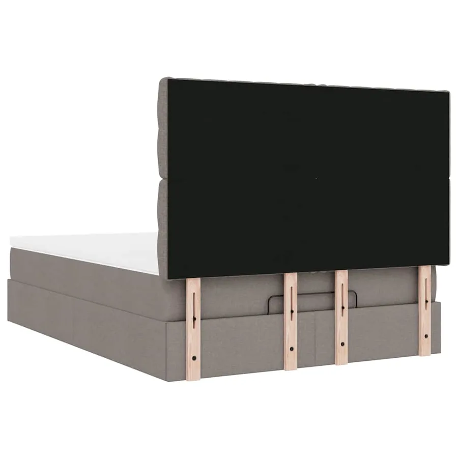 Cadre de lit ottoman avec matelas taupe 140x190 cm tissu - 11