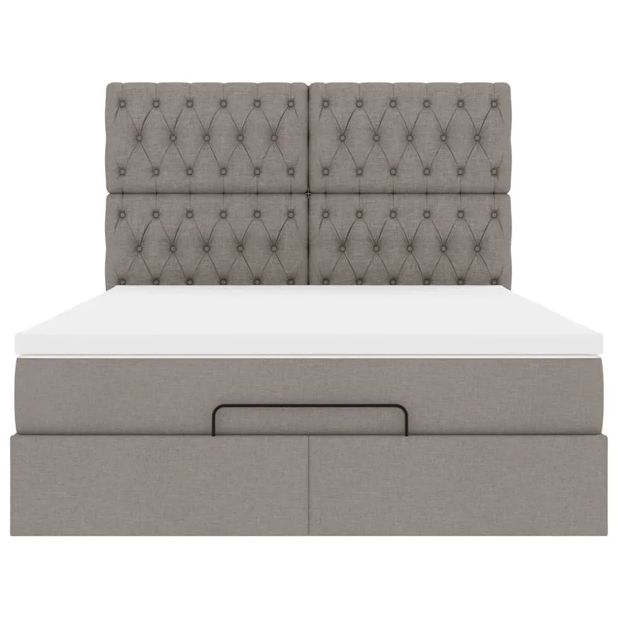 Cadre de lit ottoman avec matelas taupe 140x190 cm tissu - 7