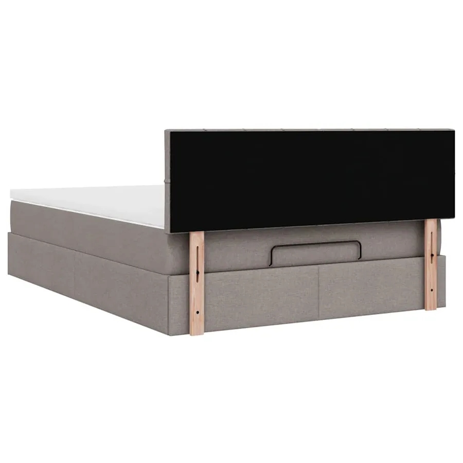 Lit ottoman avec matelas et LED taupe 140x190 cm tissu - 12