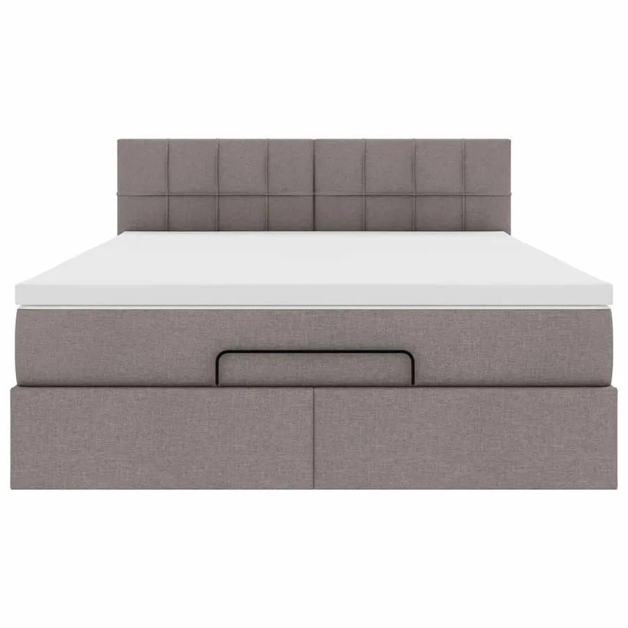 Lit ottoman avec matelas et LED taupe 140x190 cm tissu - 8