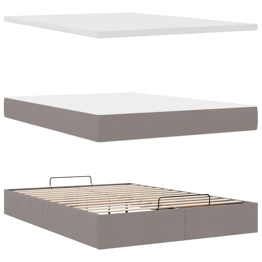 Lit ottoman avec matelas et LED taupe 140x190 cm tissu - 9