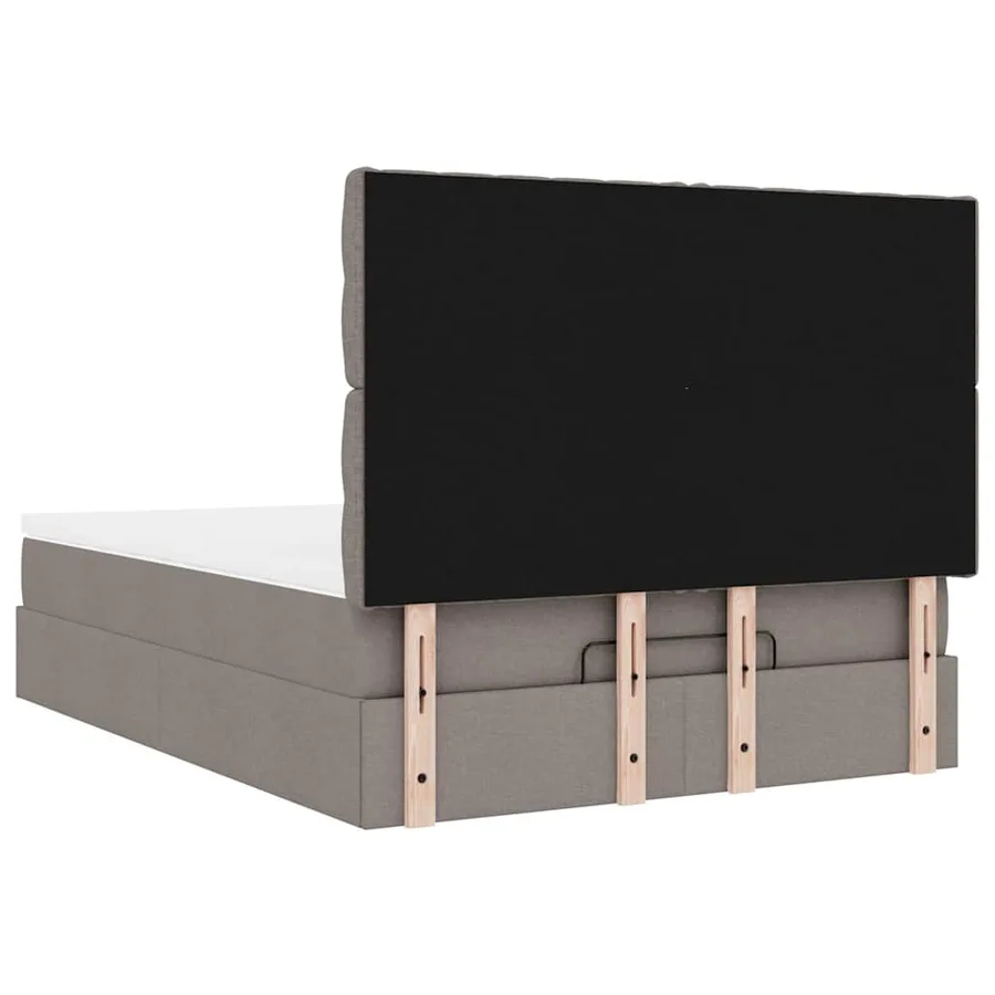 Cadre de lit ottoman avec matelas taupe 140x190 cm tissu - 12