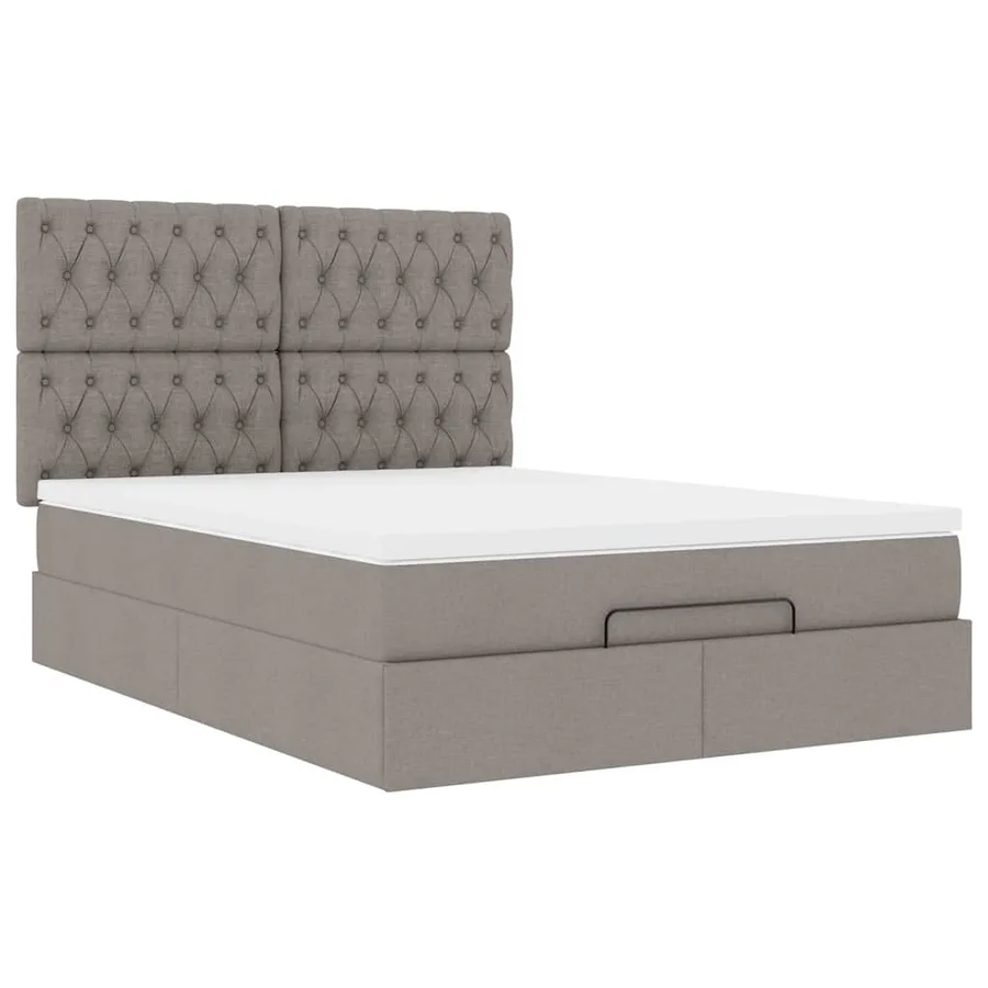 Cadre de lit ottoman avec matelas taupe 140x190 cm tissu - 7