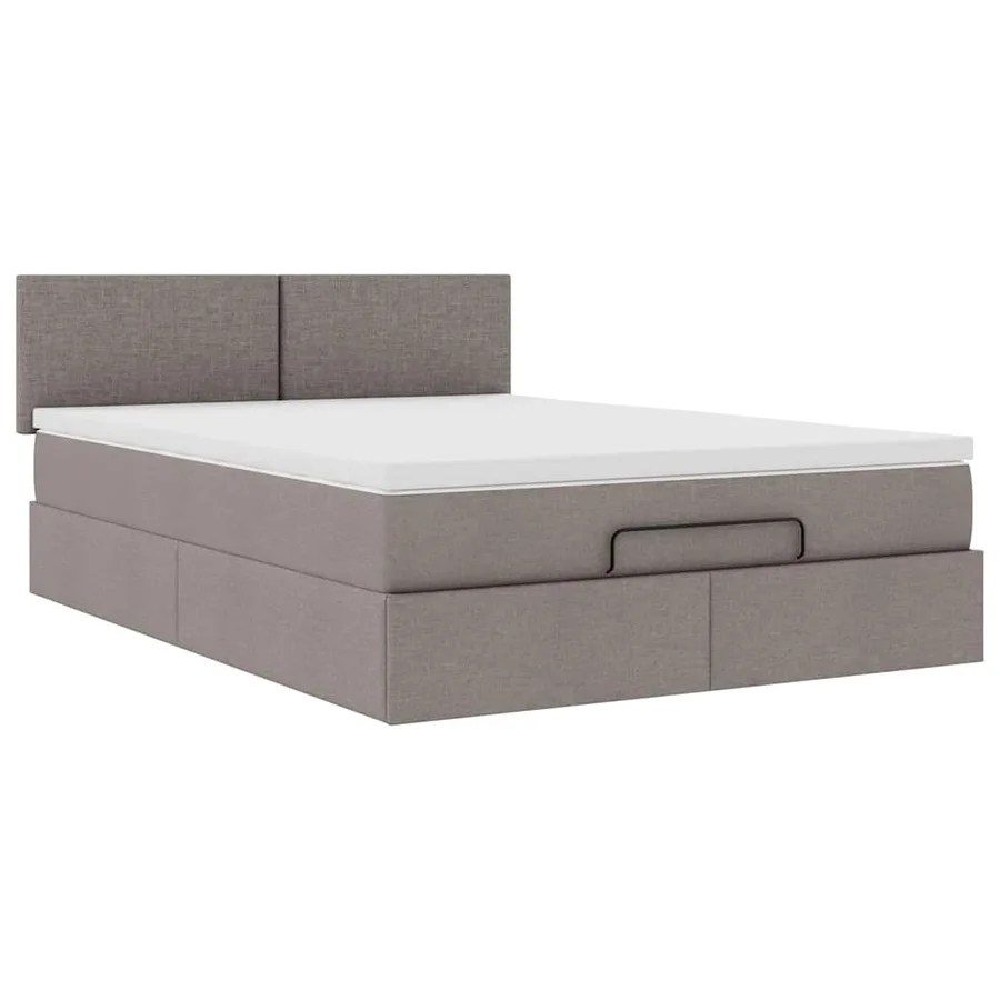 Lit ottoman avec matelas et LED taupe 140x190 cm tissu - 7