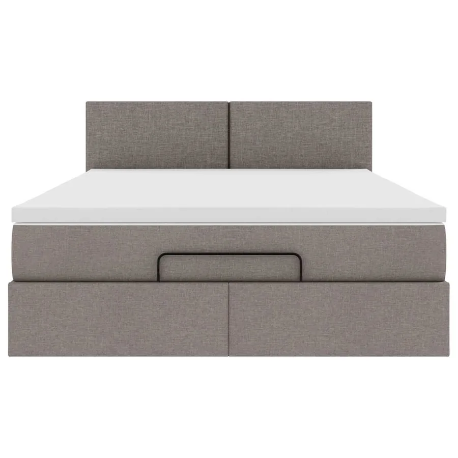 Lit ottoman avec matelas et LED taupe 140x190 cm tissu - 8