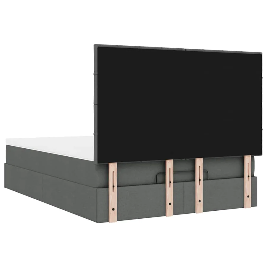 Cadre de lit ottoman avec matelas gris foncé 140x190 cm tissu - 12