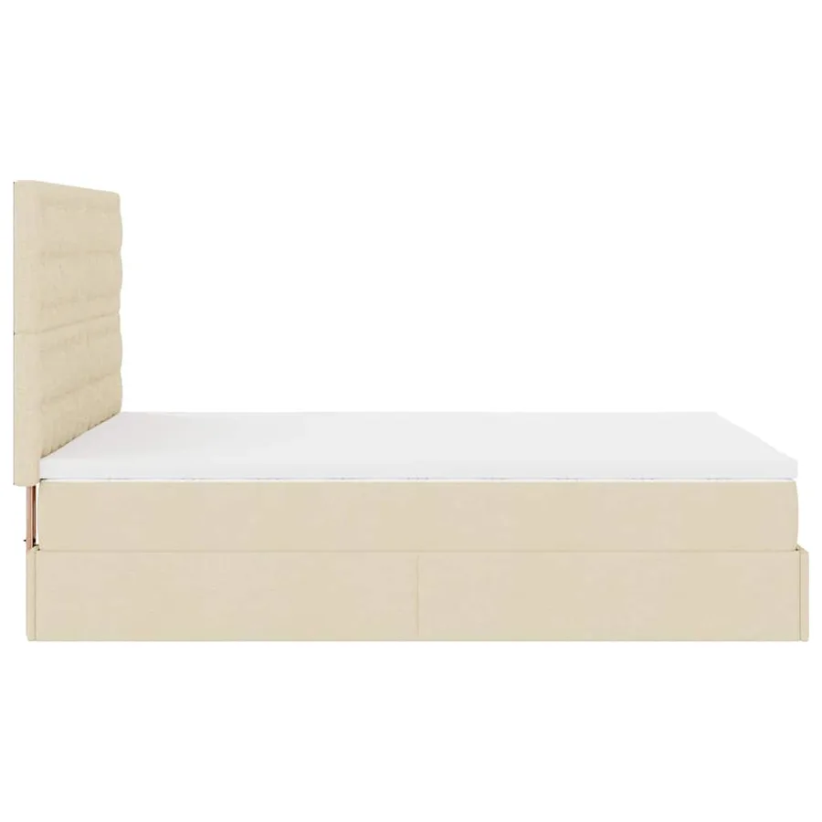 Cadre de lit ottoman avec matelas crème 140x190 cm tissu - 10