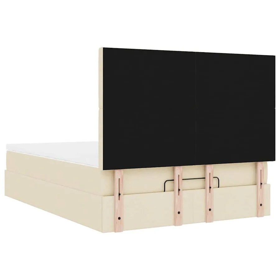 Cadre de lit ottoman avec matelas crème 140x190 cm tissu - 11