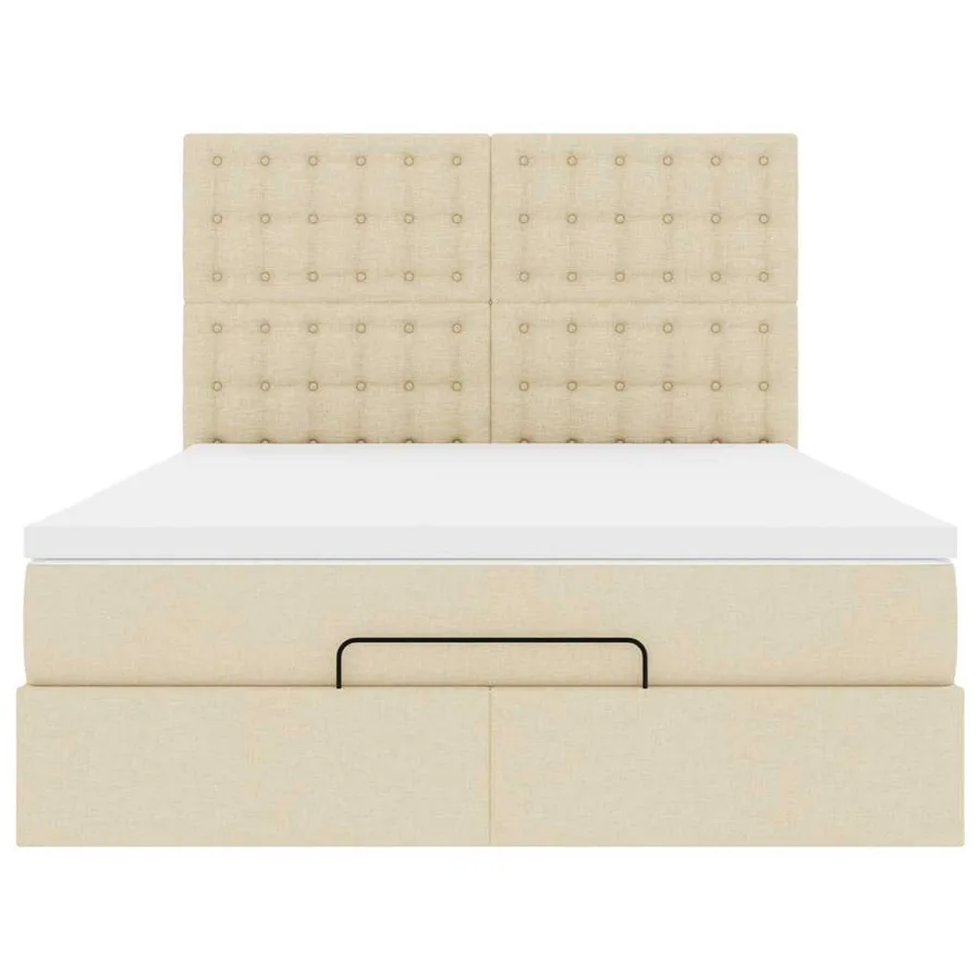 Cadre de lit ottoman avec matelas crème 140x190 cm tissu - 7