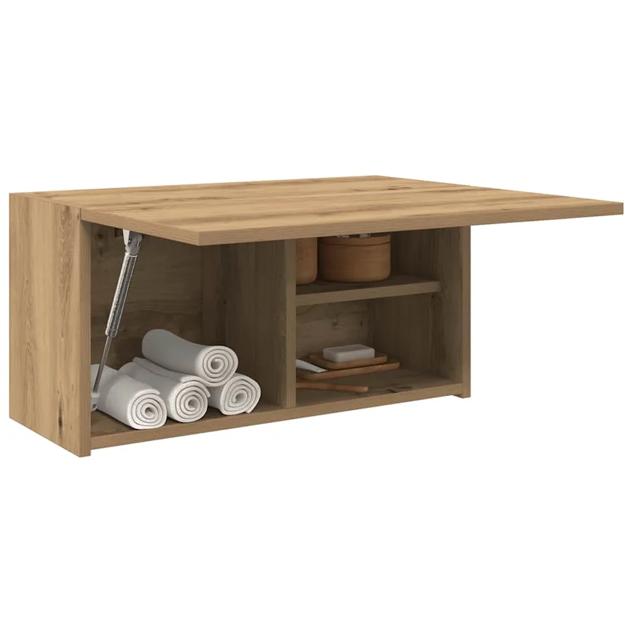 Armoire murale de bain chêne artisanal bois d'ingénierie - 4