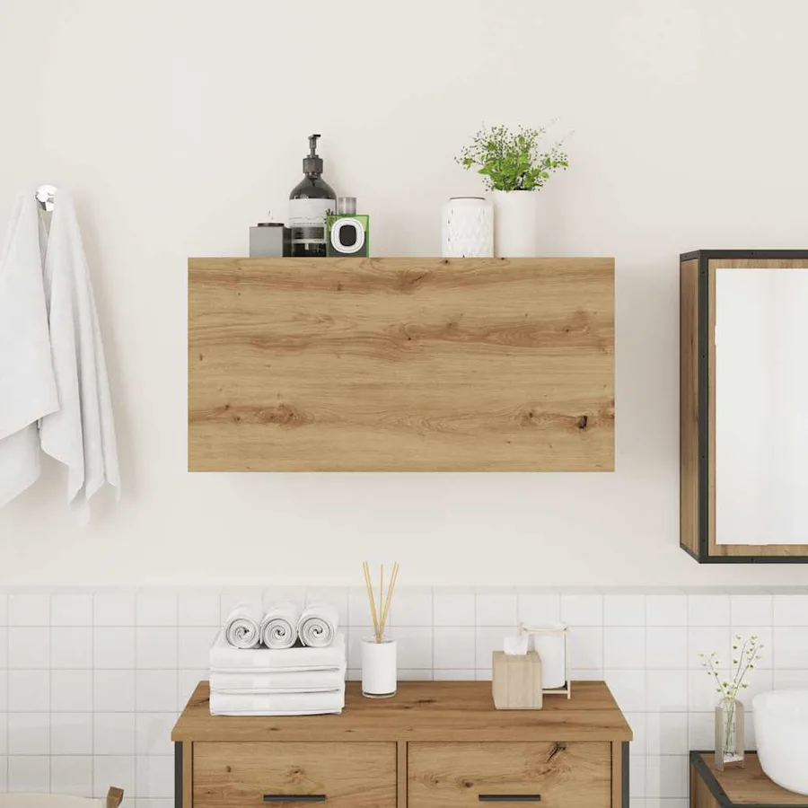 Armoire murale de bain chêne artisanal bois d'ingénierie - 3