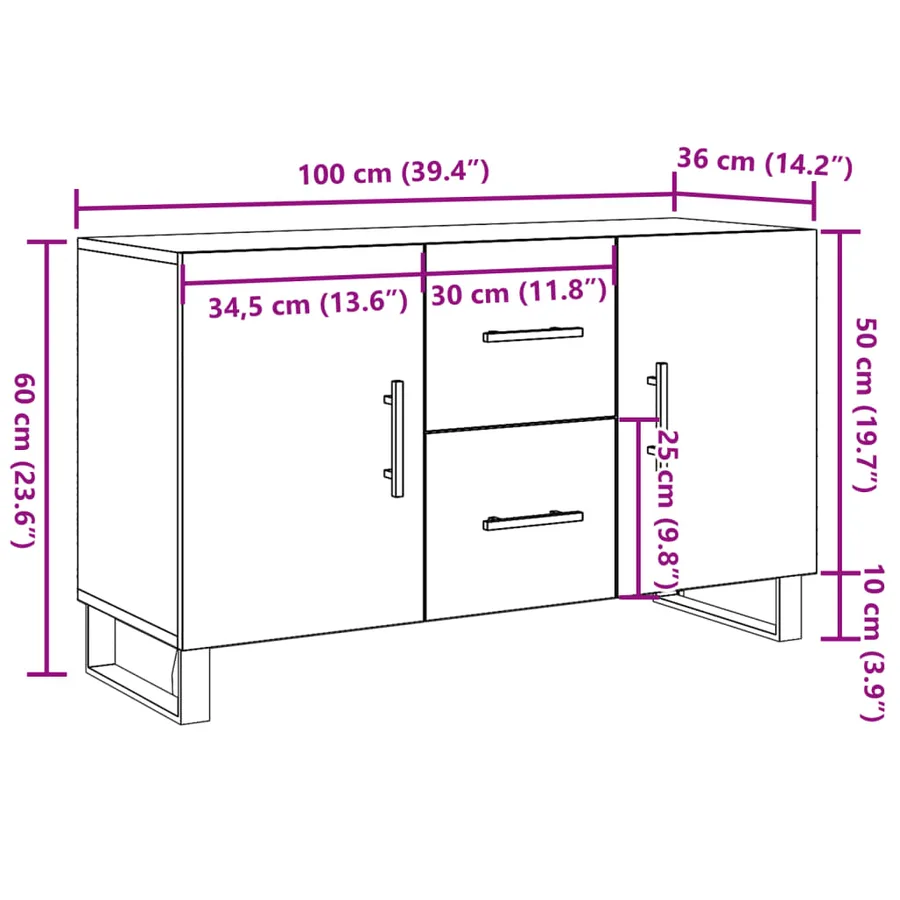 Buffet vieux bois 100x36x60 cm bois d'ingénierie - 10