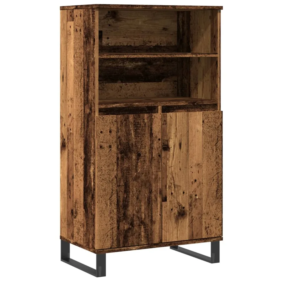 Buffet haut vieux bois 60x36x110 cm bois d'ingénierie - 2