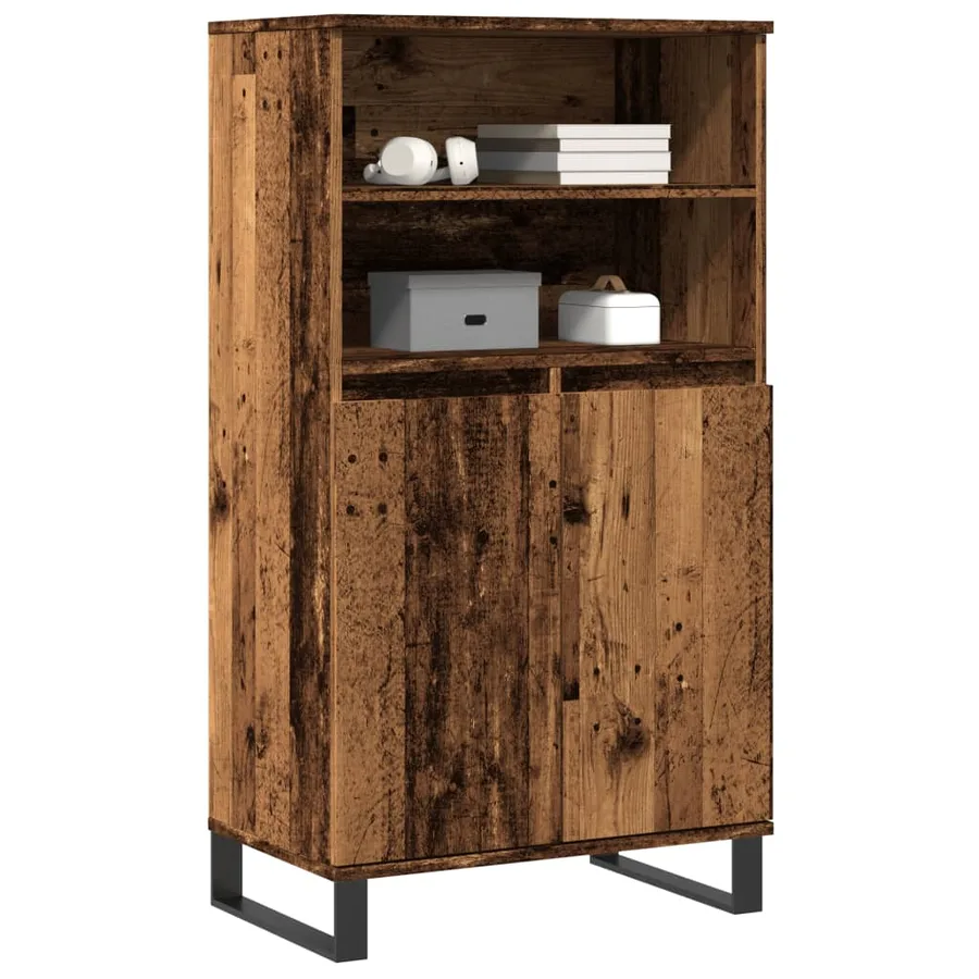 Buffet haut vieux bois 60x36x110 cm bois d'ingénierie - 3
