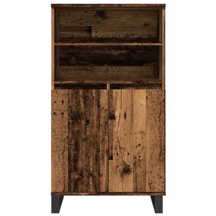Buffet haut vieux bois 60x36x110 cm bois d'ingénierie - 4