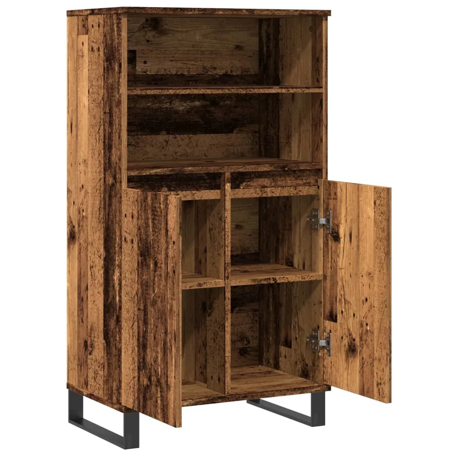 Buffet haut vieux bois 60x36x110 cm bois d'ingénierie - 5