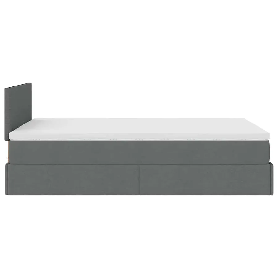 Lit ottoman avec matelas gris foncé 120x190 cm tissu - 10