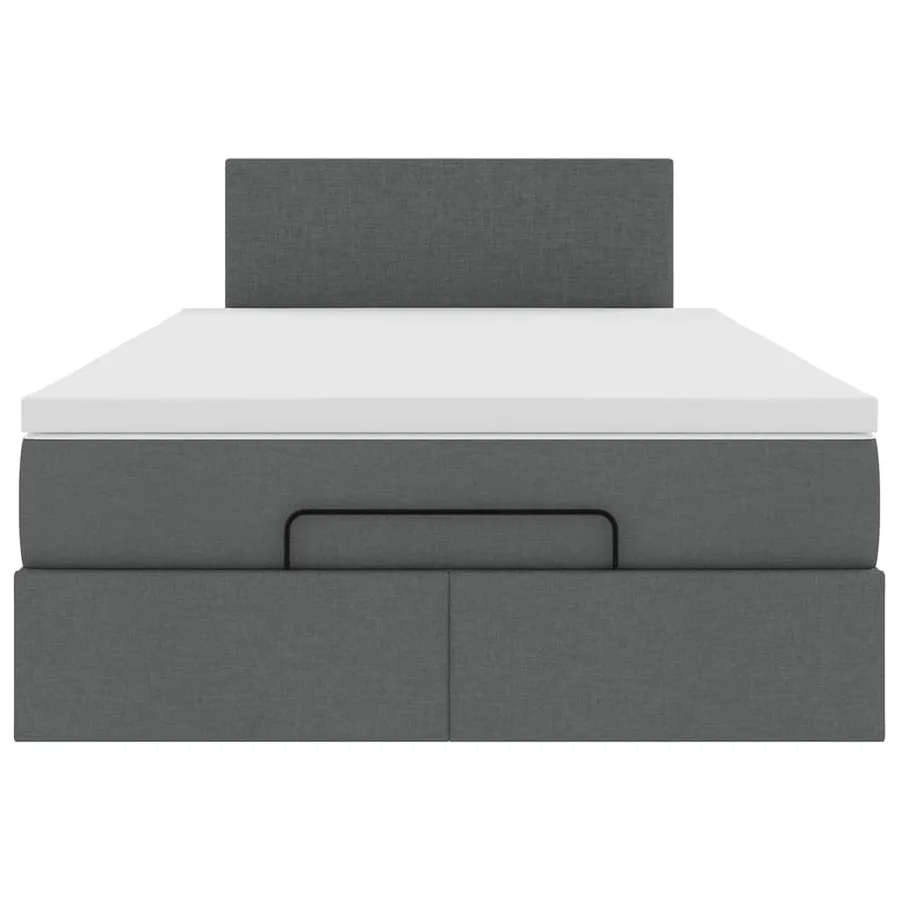 Lit ottoman avec matelas gris foncé 120x190 cm tissu - 7