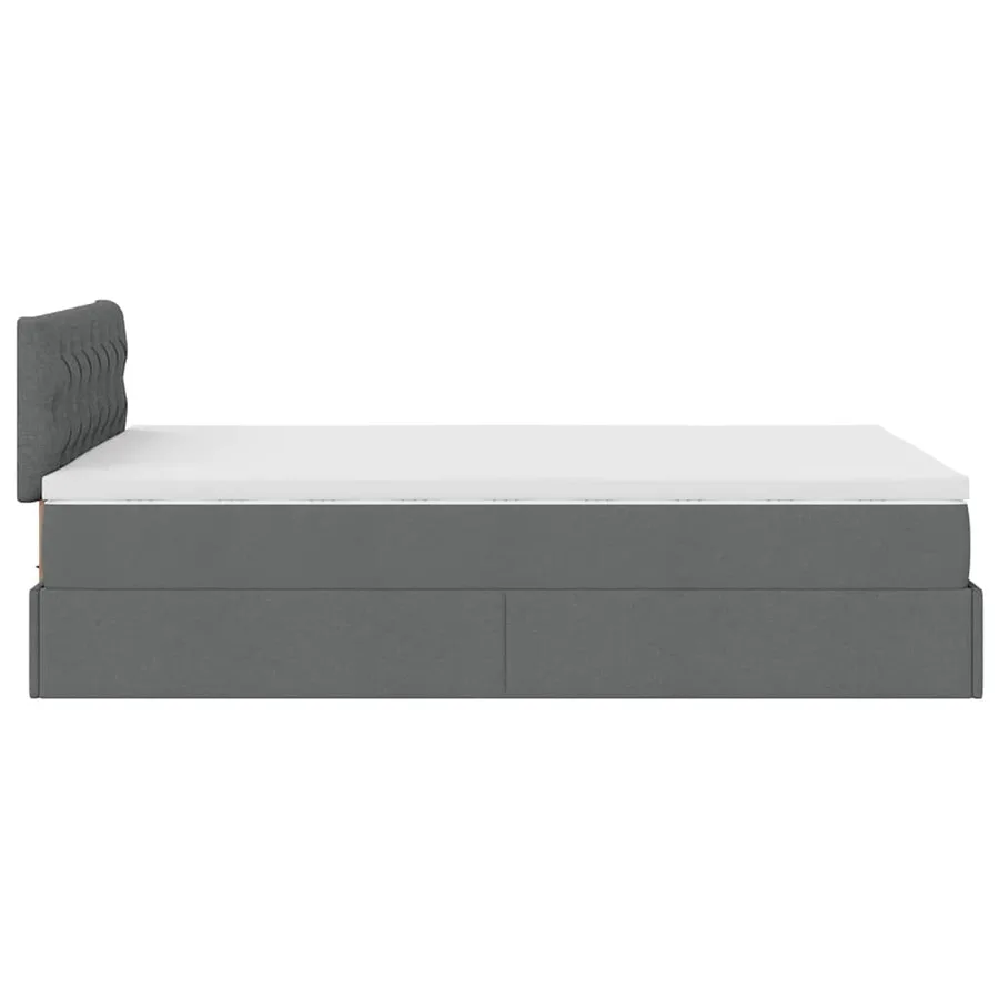 Lit ottoman avec matelas et LED gris foncé 120x190 cm tissu - 11