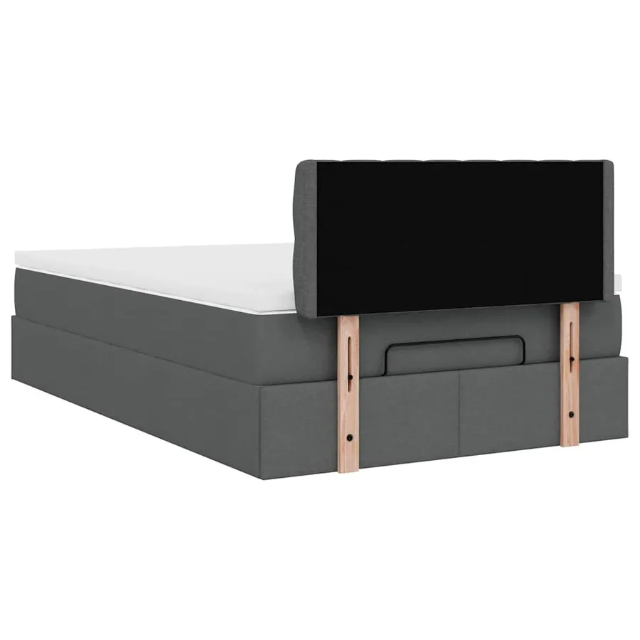 Lit ottoman avec matelas et LED gris foncé 120x190 cm tissu - 12