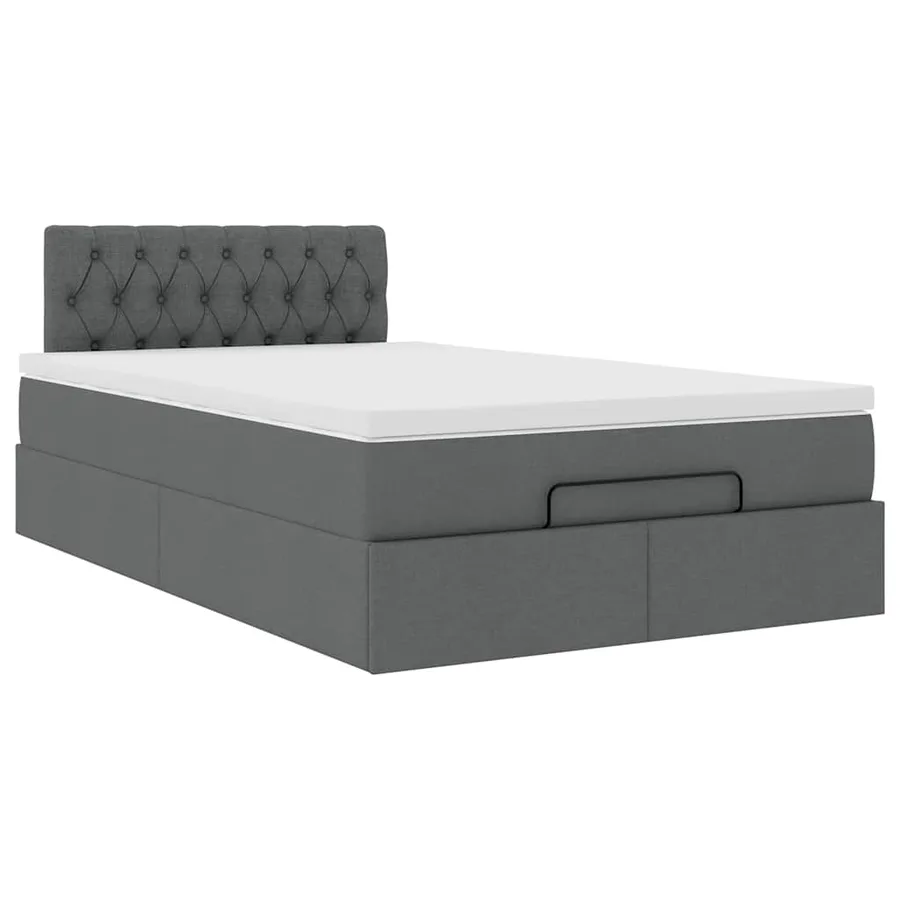 Lit ottoman avec matelas et LED gris foncé 120x190 cm tissu - 7