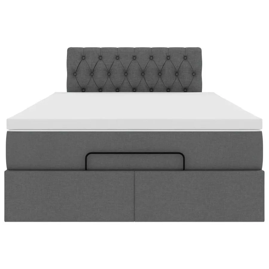 Lit ottoman avec matelas et LED gris foncé 120x190 cm tissu - 8