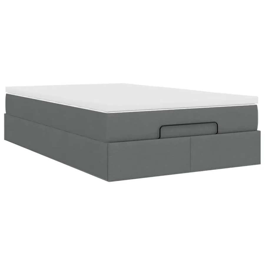 Cadre de lit ottoman avec matelas gris foncé 120x190 cm tissu - 10