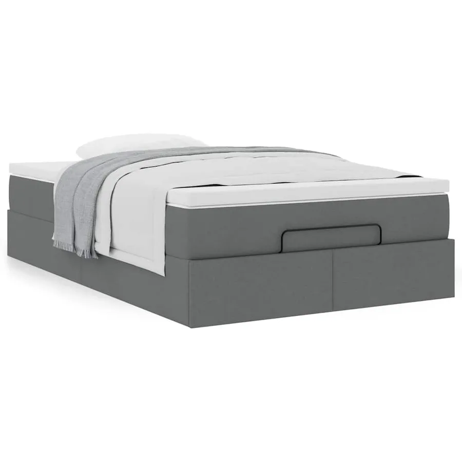 Cadre de lit ottoman avec matelas gris foncé 120x190 cm tissu - 4