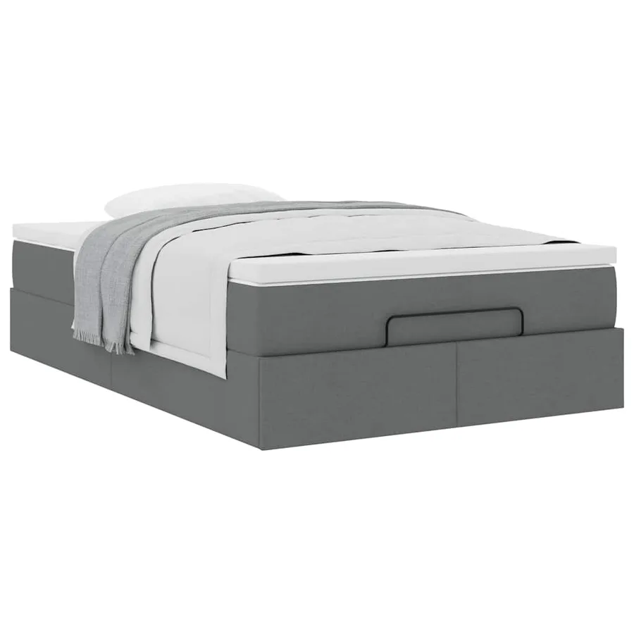 Cadre de lit ottoman avec matelas gris foncé 120x190 cm tissu - 5