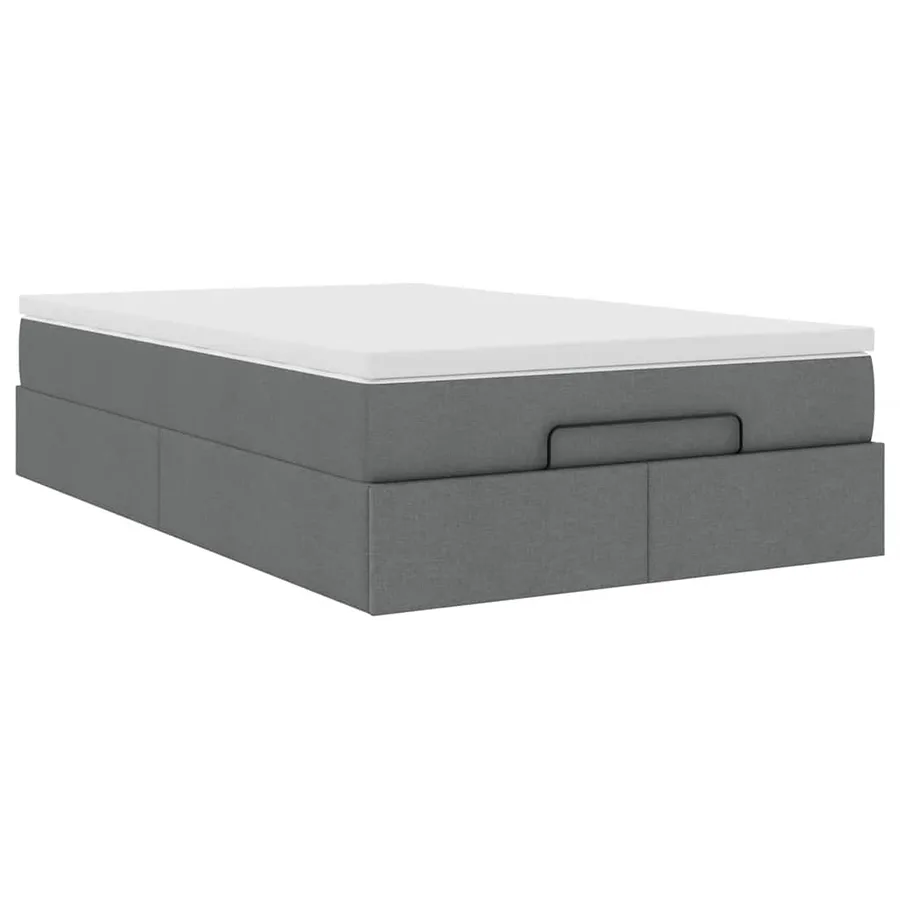 Cadre de lit ottoman avec matelas gris foncé 120x190 cm tissu - 6