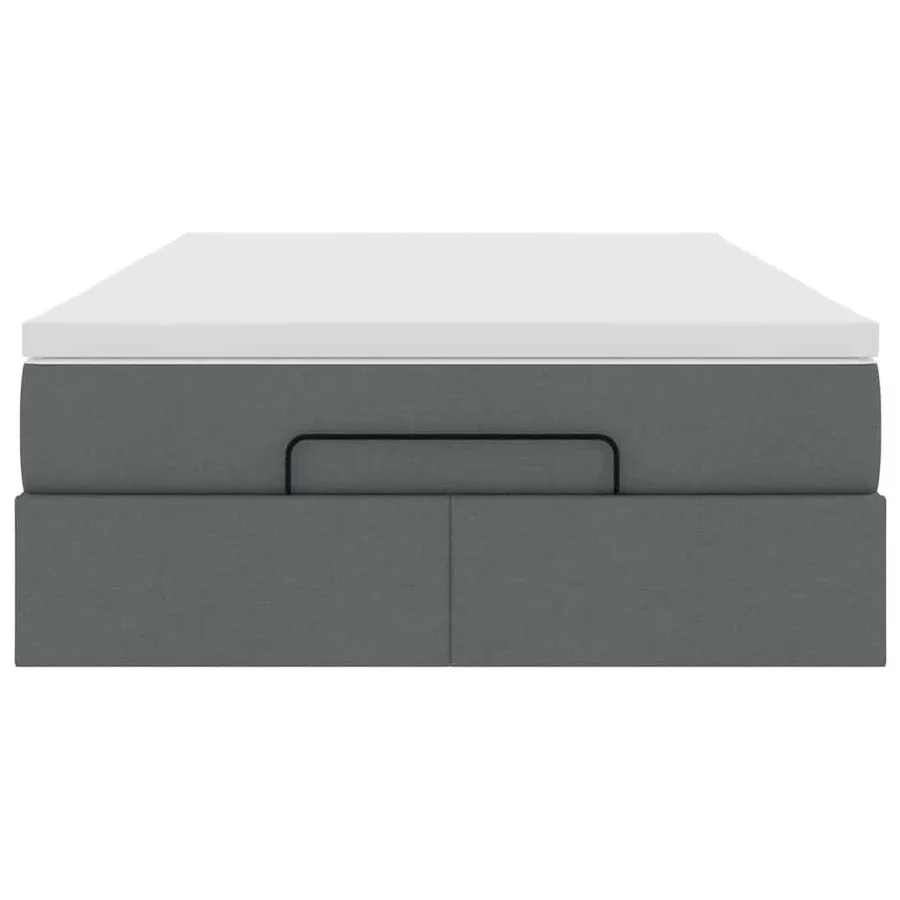 Cadre de lit ottoman avec matelas gris foncé 120x190 cm tissu - 7