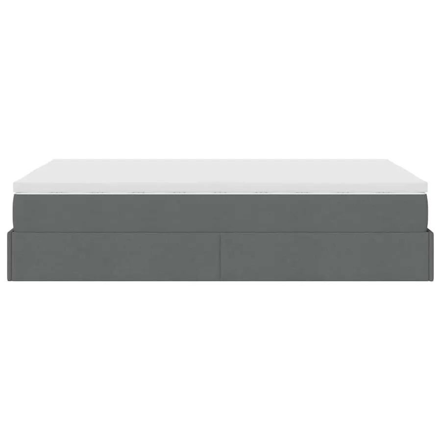 Cadre de lit ottoman avec matelas gris foncé 120x190 cm tissu - 9