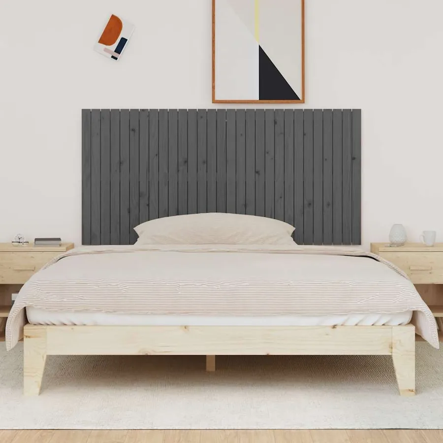 Tête de lit murale Gris 185x3x90 cm Bois massif de pin - 3