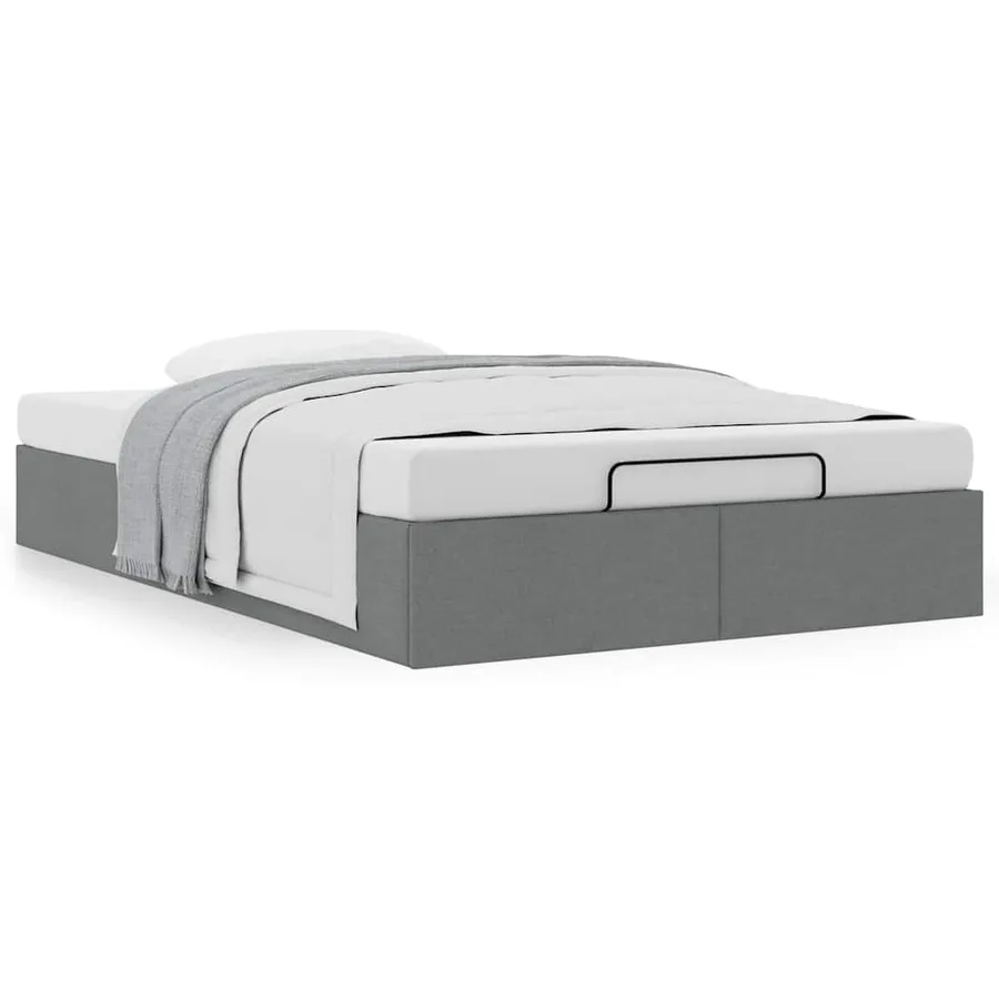 Cadre de lit ottoman sans matelas gris foncé 120x190 cm tissu - 4