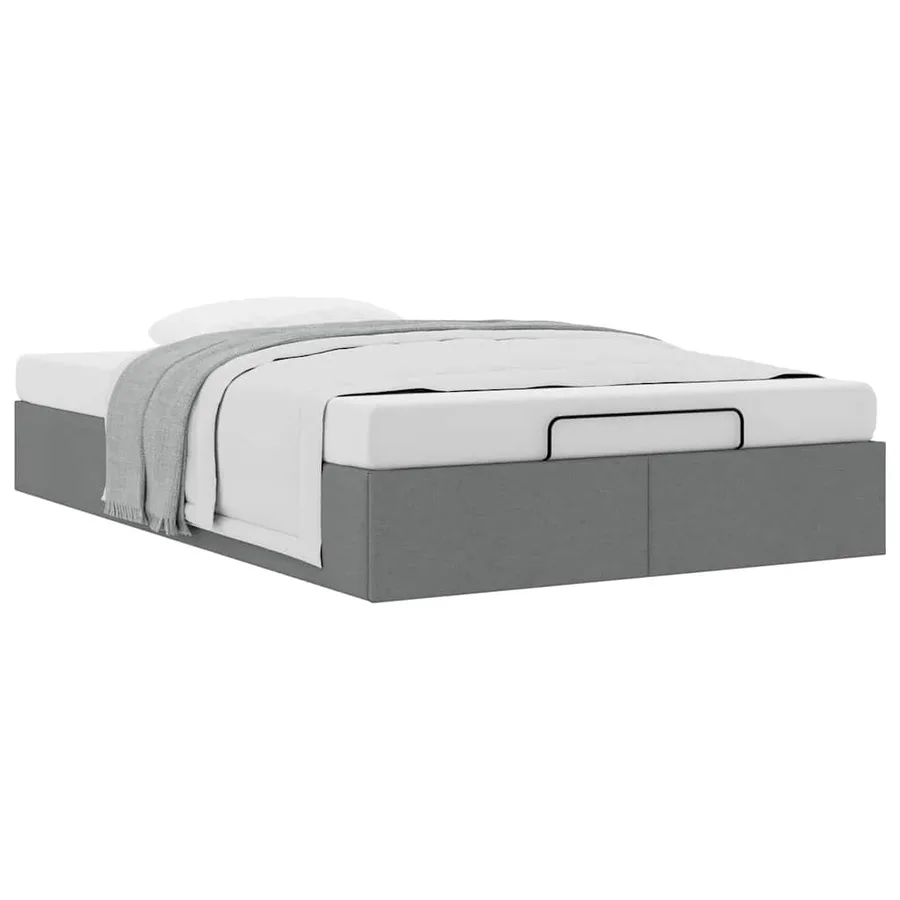 Cadre de lit ottoman sans matelas gris foncé 120x190 cm tissu - 5