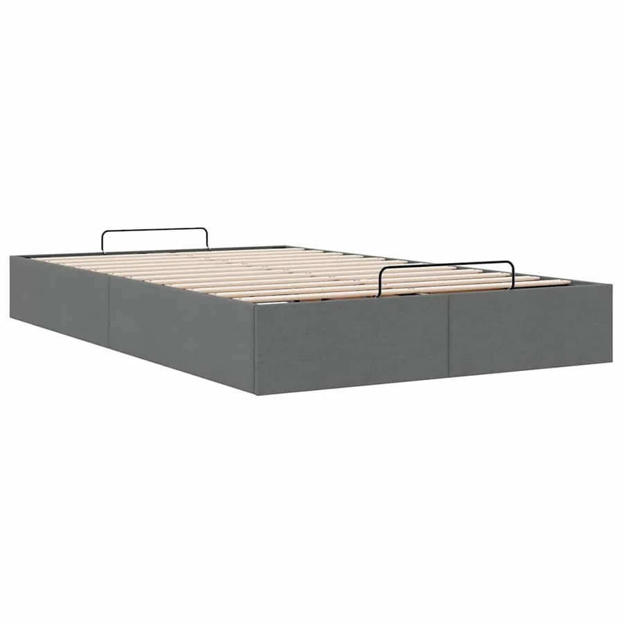 Cadre de lit ottoman sans matelas gris foncé 120x190 cm tissu - 6