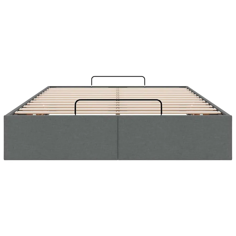 Cadre de lit ottoman sans matelas gris foncé 120x190 cm tissu - 7