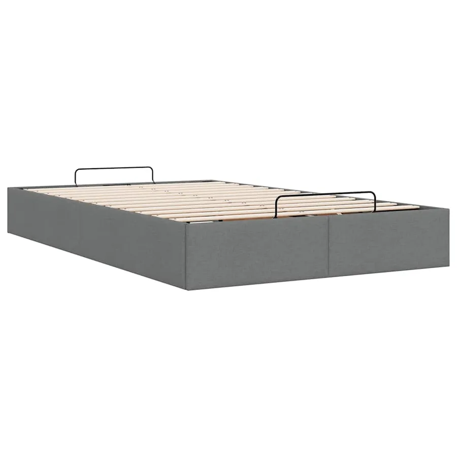 Cadre de lit ottoman sans matelas gris foncé 120x190 cm tissu - 9