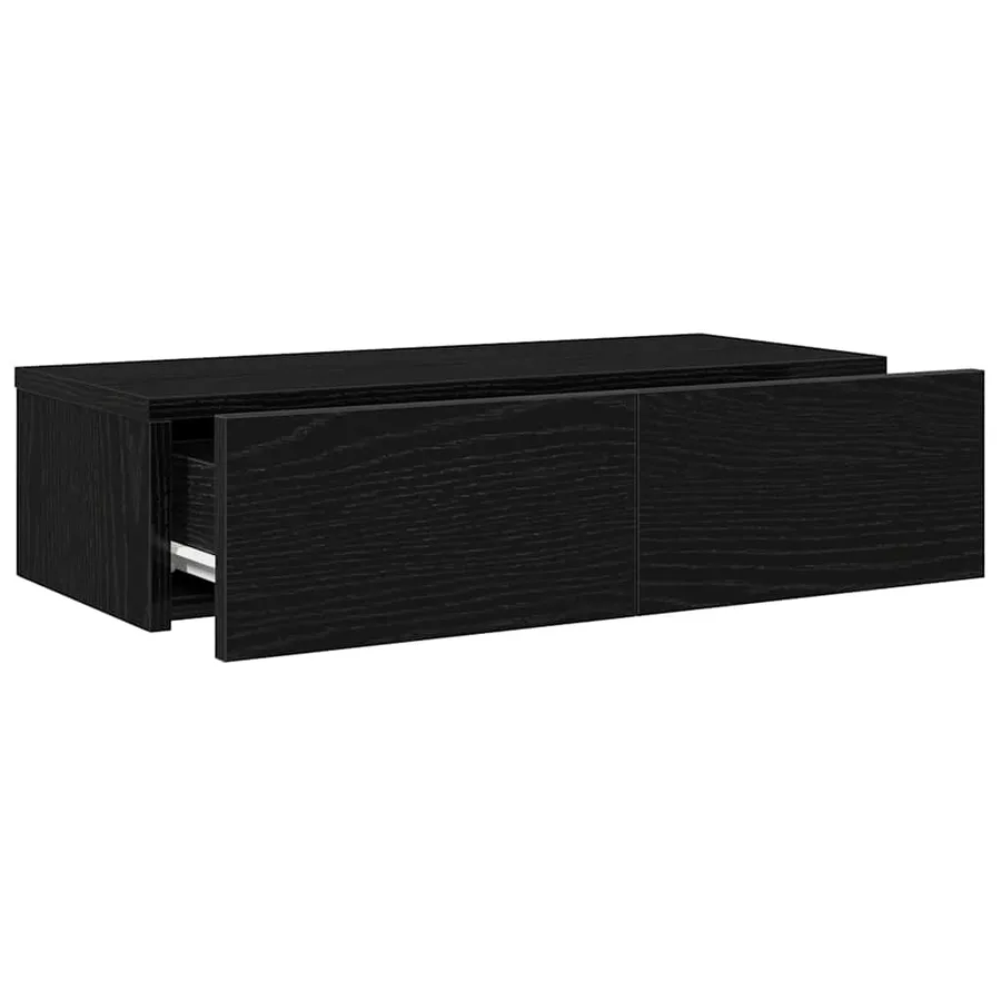 Étagère murale avec tiroirs noir 60x26,5x15cm bois d'ingénierie - 7