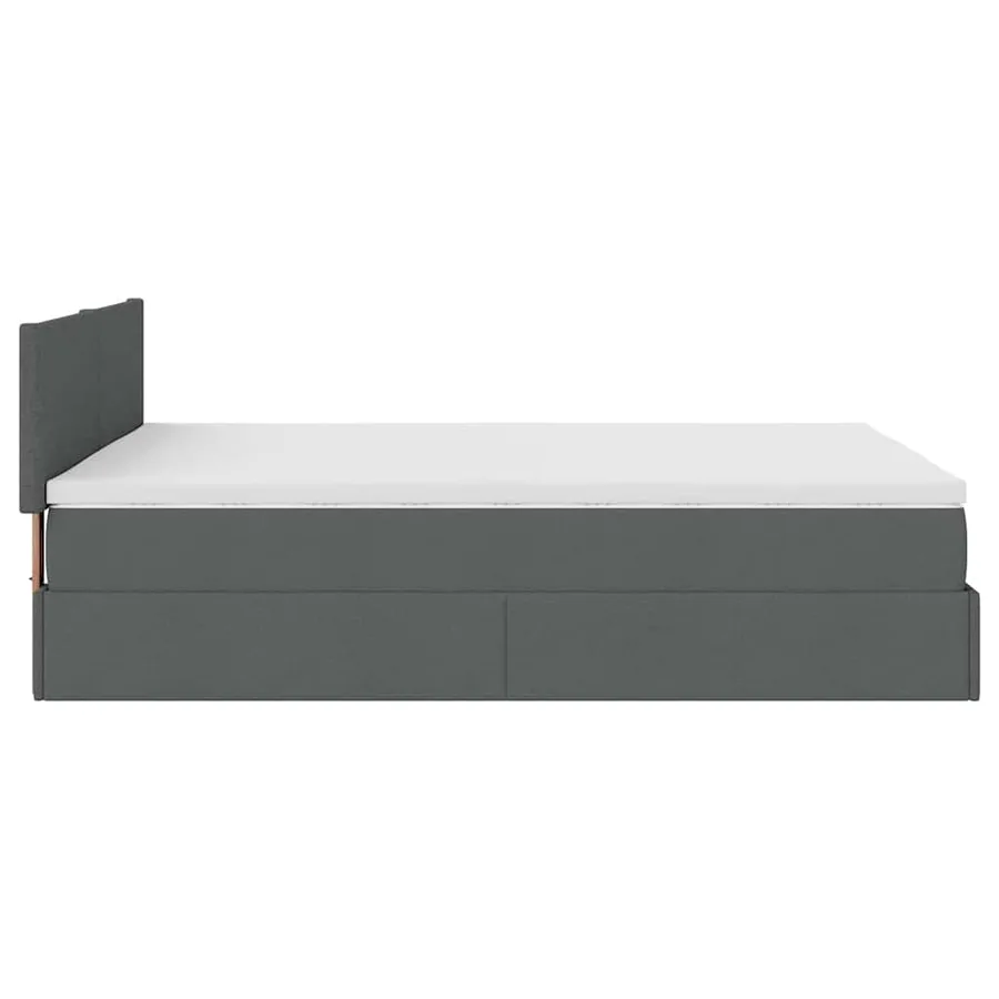 Lit ottoman avec matelas gris foncé 140x200 cm tissu - 10
