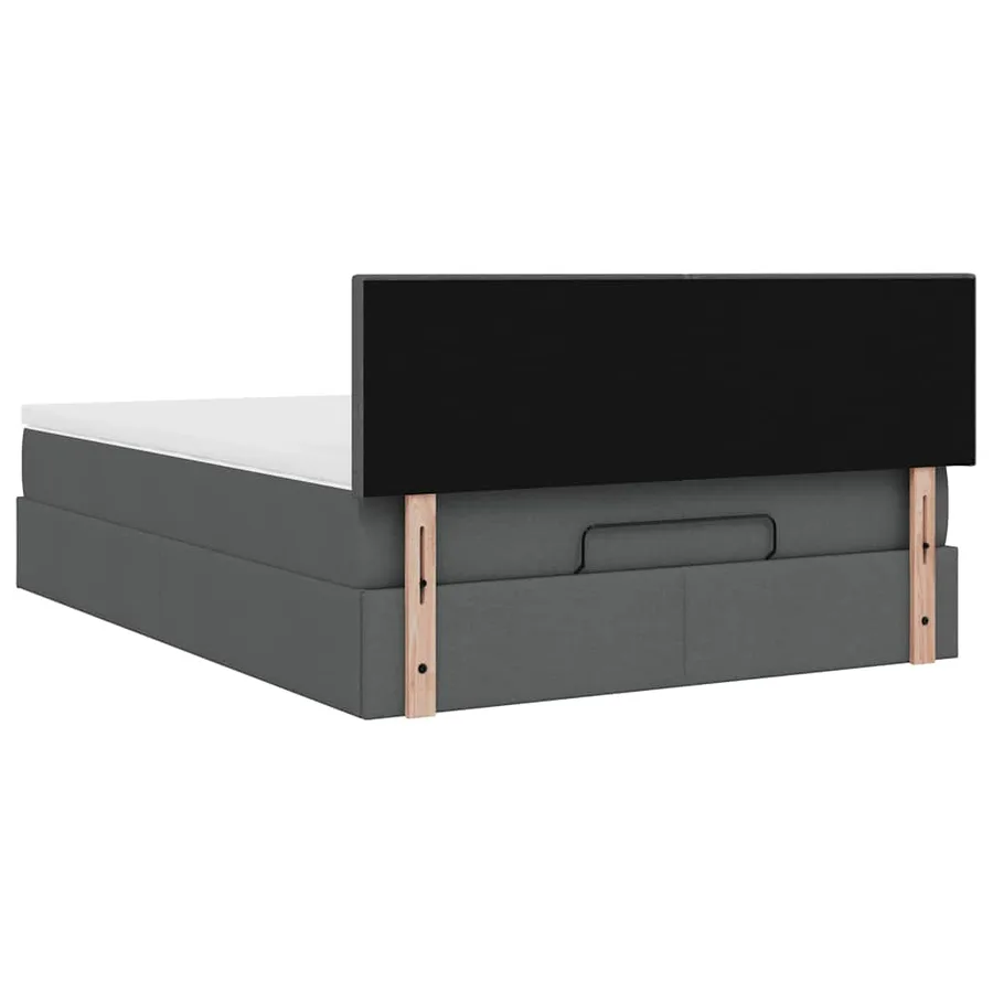Lit ottoman avec matelas gris foncé 140x200 cm tissu - 11