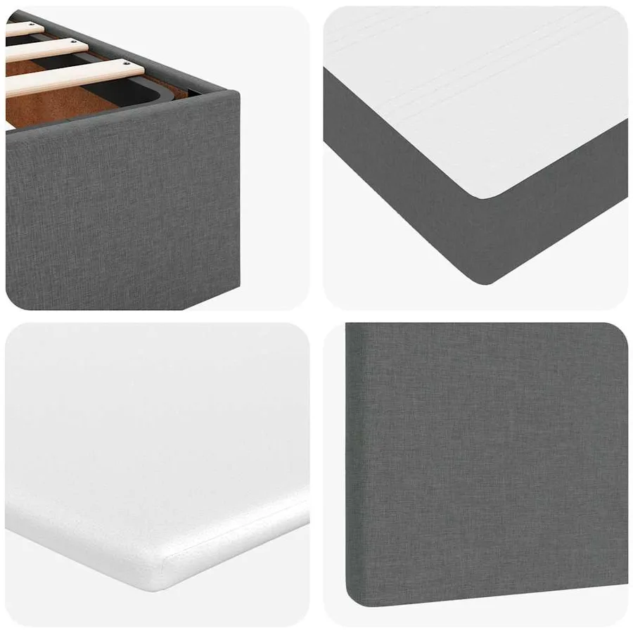 Lit ottoman avec matelas gris foncé 140x200 cm tissu - 14