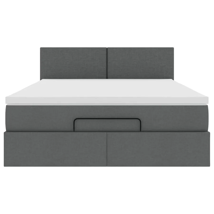 Lit ottoman avec matelas gris foncé 140x200 cm tissu - 7