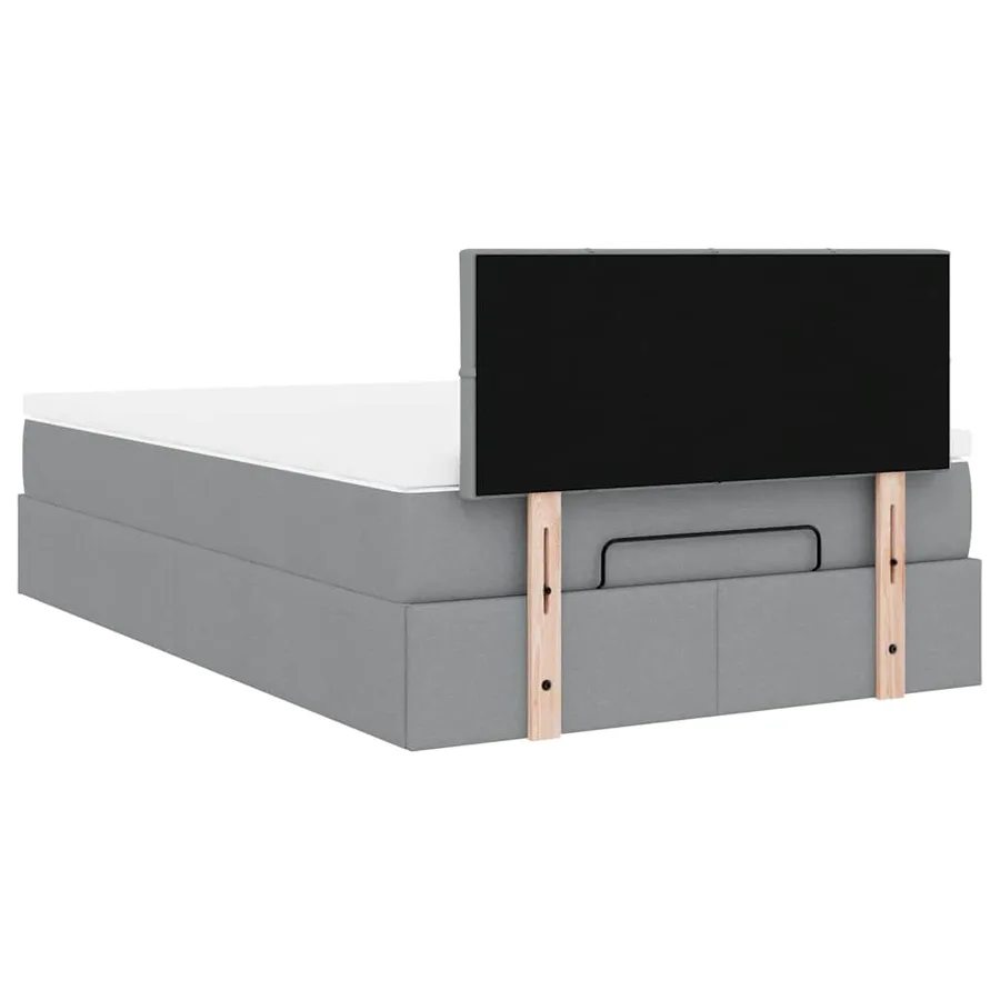 Lit ottoman avec matelas gris clair 120x190 cm tissu - 12
