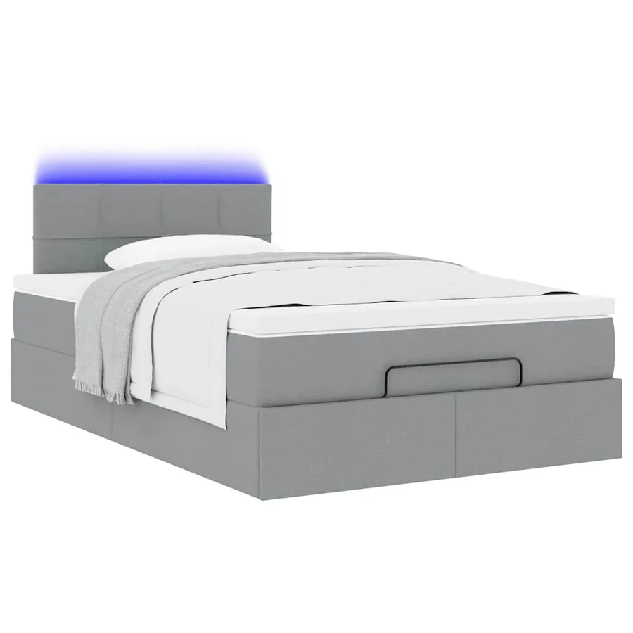 Lit ottoman avec matelas gris clair 120x190 cm tissu - 6