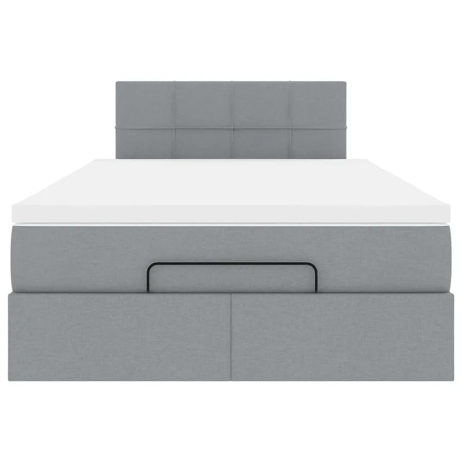 Lit ottoman avec matelas gris clair 120x190 cm tissu - 8