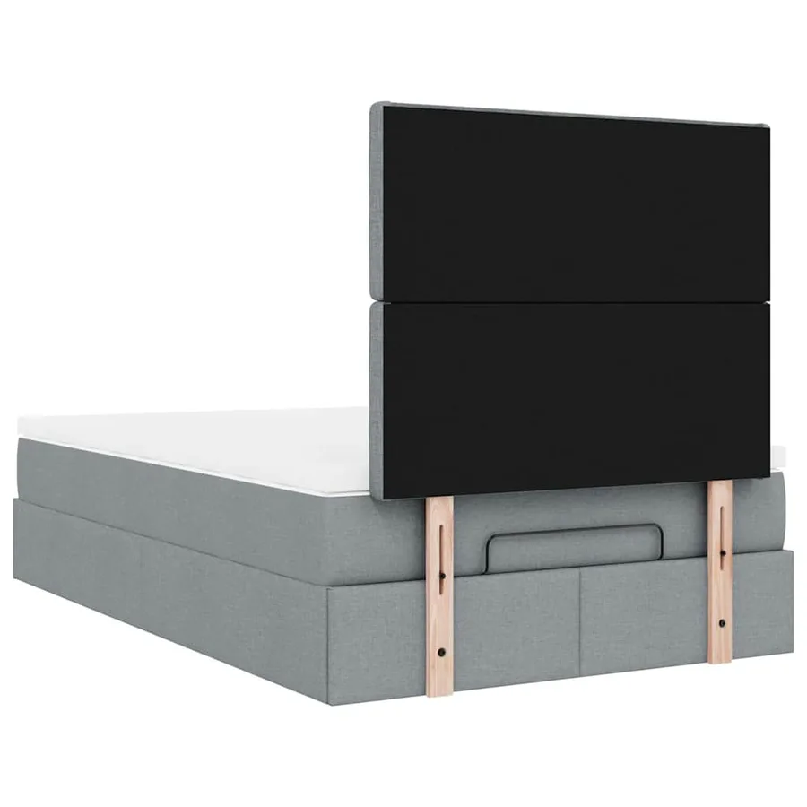 Cadre de lit ottoman avec matelas gris clair 120x190 cm tissu - 11