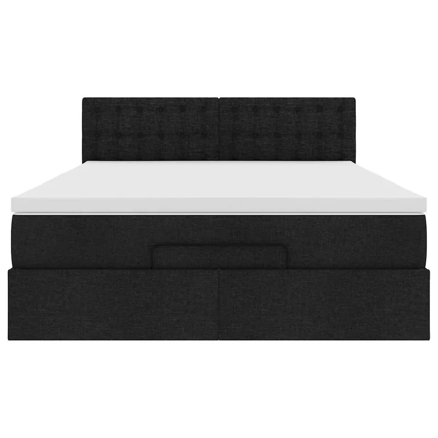 Lit ottoman avec matelas noir 140x200 cm tissu - 7