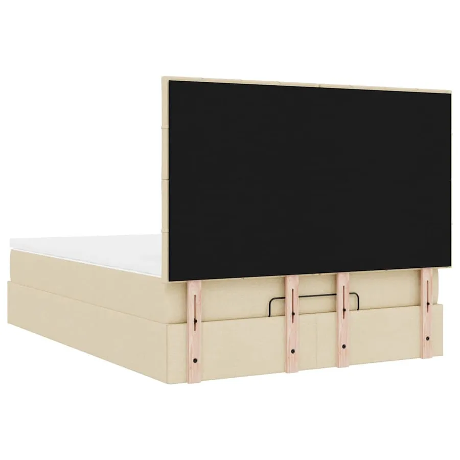 Cadre de lit ottoman avec matelas crème 140x200 cm tissu - 11